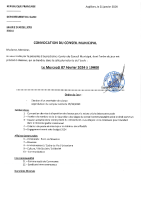 CONVOCATION CONSEIL MUNICIPAL DU MERCREDI 07 FEVRIER 2024